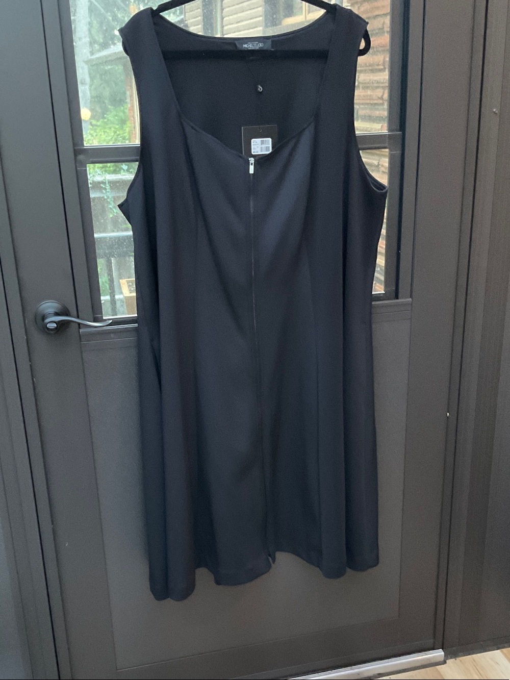 Michel Studio Black Sleeveless Midi Dress with Front Zip